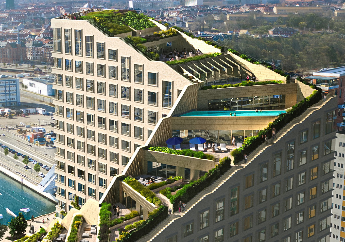 HOTEL CONCEPT UNVEILED FOR THE BIG-DESIGNED BASSIN SEVEN IN AARHUS | Bjarke Ingels Group
