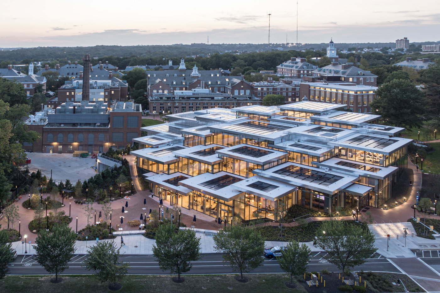 THE BLOOMBERG STUDENT CENTER, A CASCADING VILLAGE OF TIMBER PAVILIONS, IS THE NEW HUB OF STUDENT LIFE AT JOHNS HOPKINS UNIVERSITY | Bjarke Ingels Group